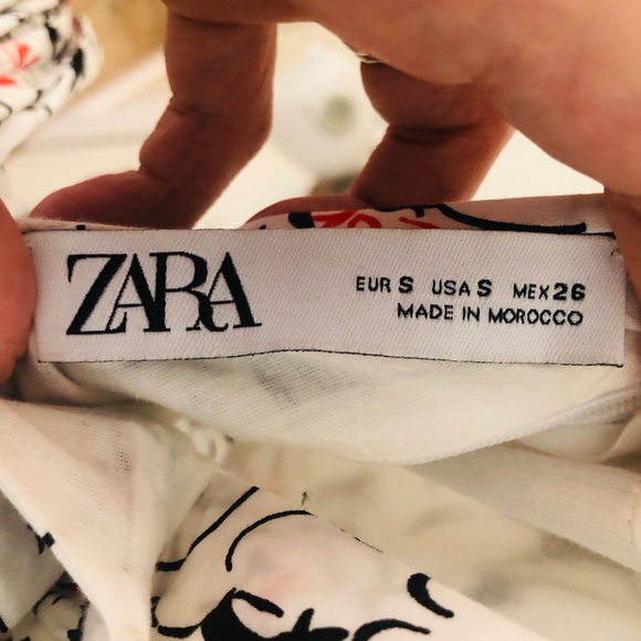 ZARA WHITE & BLACK FLORAL PRINT MAXI DRESS TIE BACK - Picture 10 of 13